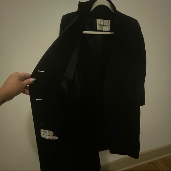 Vintage Woolf Brothers 100% cashmere coat made in USA approx sz XL black trench - Picture 3 of 8